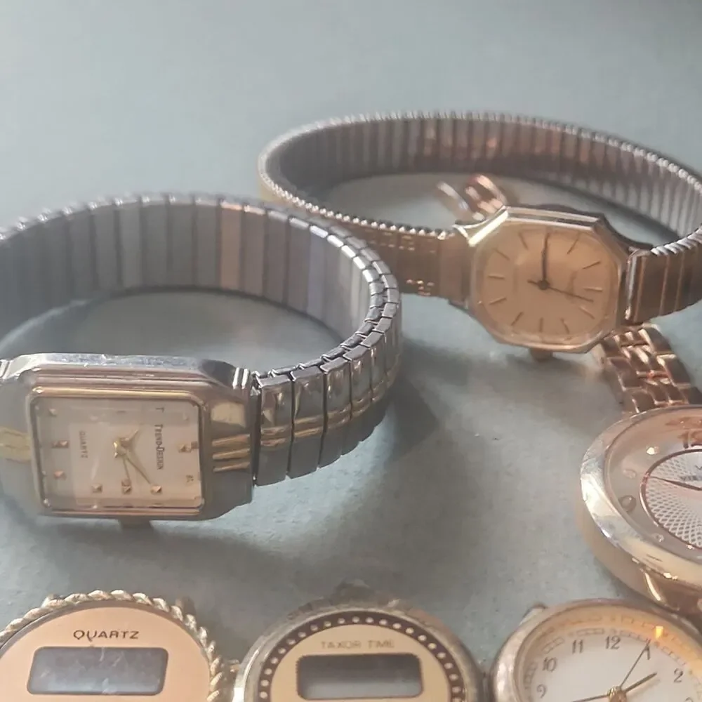 VTG Watch Lot of 8 Gold Silver Tone Ompex Quartz Digital Analog Parts Repair